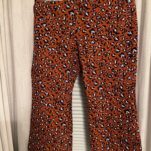 Maeve Anthropologie Leopard Animal Print Flare Kick Pants Size X Large